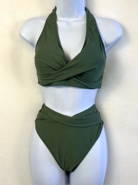 NWT Soplia Gon Women’s 2 Piece High Waist Wrap Top Bikini / large